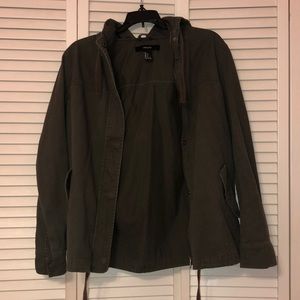 Olive Green Hooded zip & button jacket